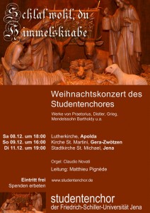 Flyer für die Weihnachtskonzert 2012, als Motiv eine geschnitzte Weihnachtskrippe
