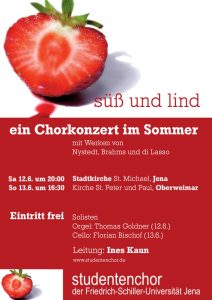 Flyer für die Sommerkonzerte 2010, als Motiv eine halbierte Erdbeere